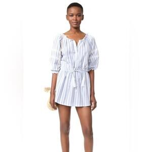 Faithful The Brand Blue Striped Mini Dress